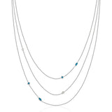 STEELX MULTI LAYERED TURQUOISE BLUE AND CRYSTAL NECKLACE