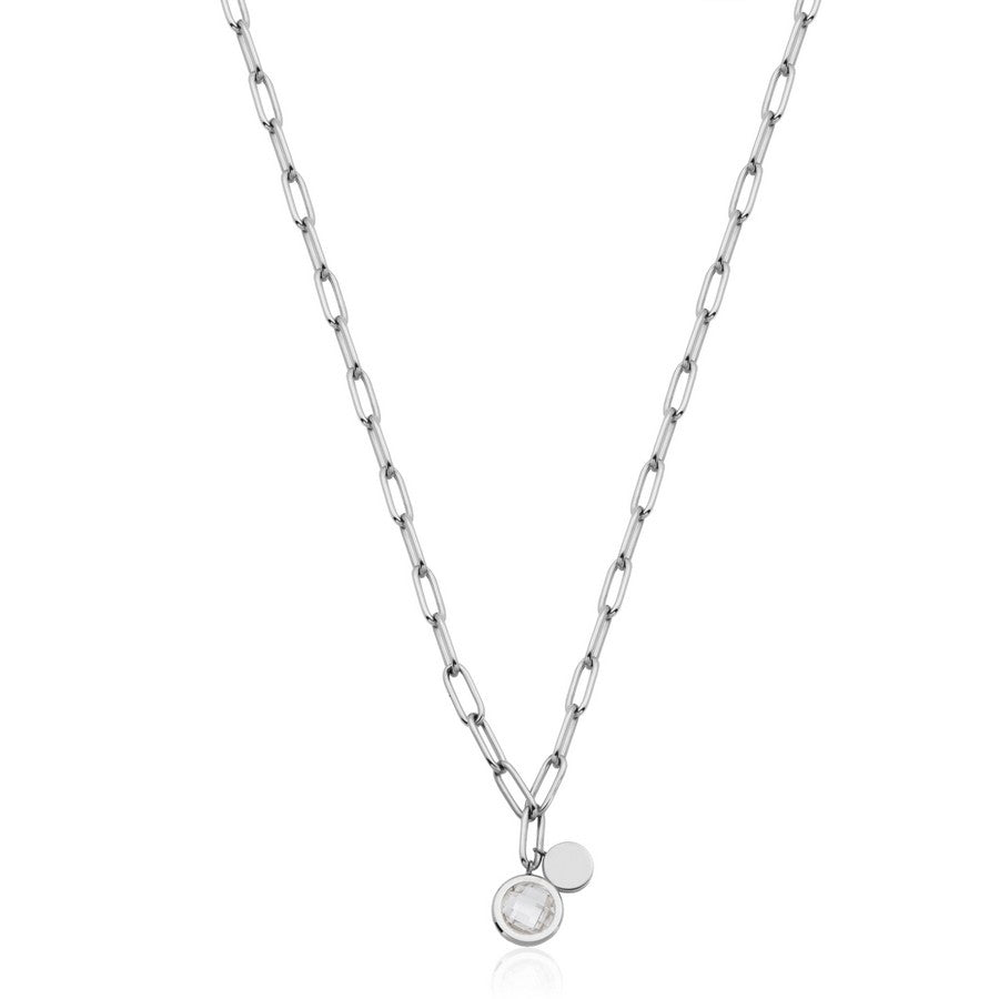 STEELX LINK CHAIN NECKLACE WITH PRECIOSA CRYSTAL ACCENT