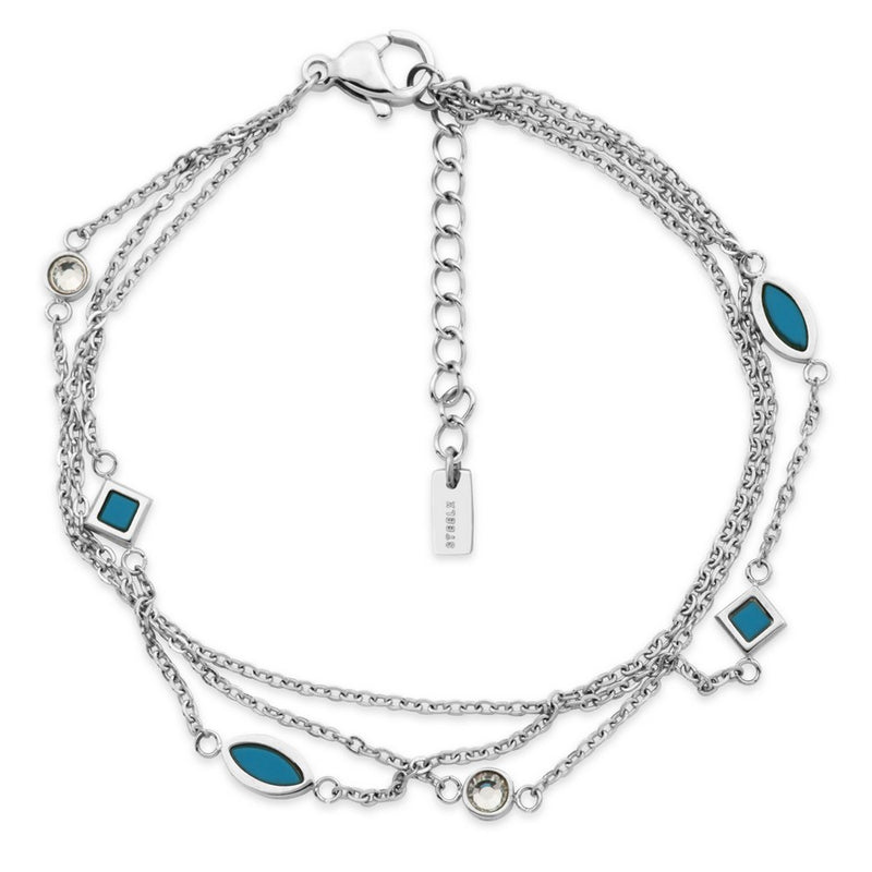 STEELX MULTI LAYERED TURQUOISE BLUE AND CRYSTAL BRACELET