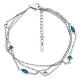 STEELX MULTI LAYERED TURQUOISE BLUE AND CRYSTAL BRACELET