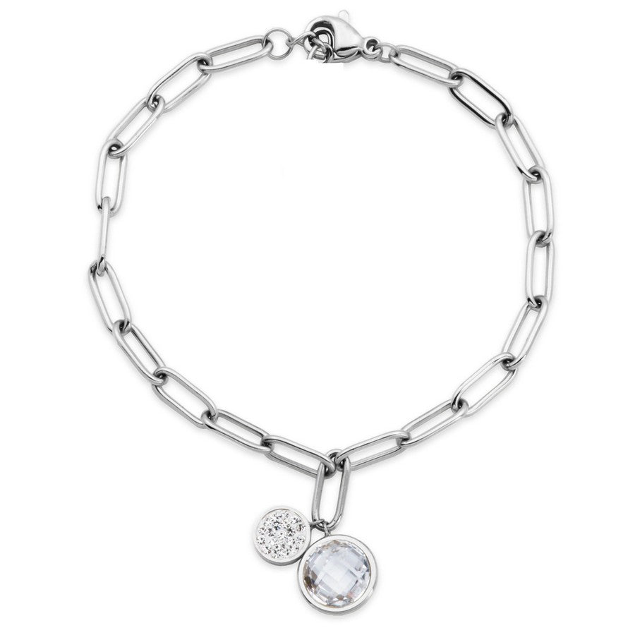 STEELX LINK CHAIN NECKLACE WITH PRECIOSA CRYSTAL ACCENT