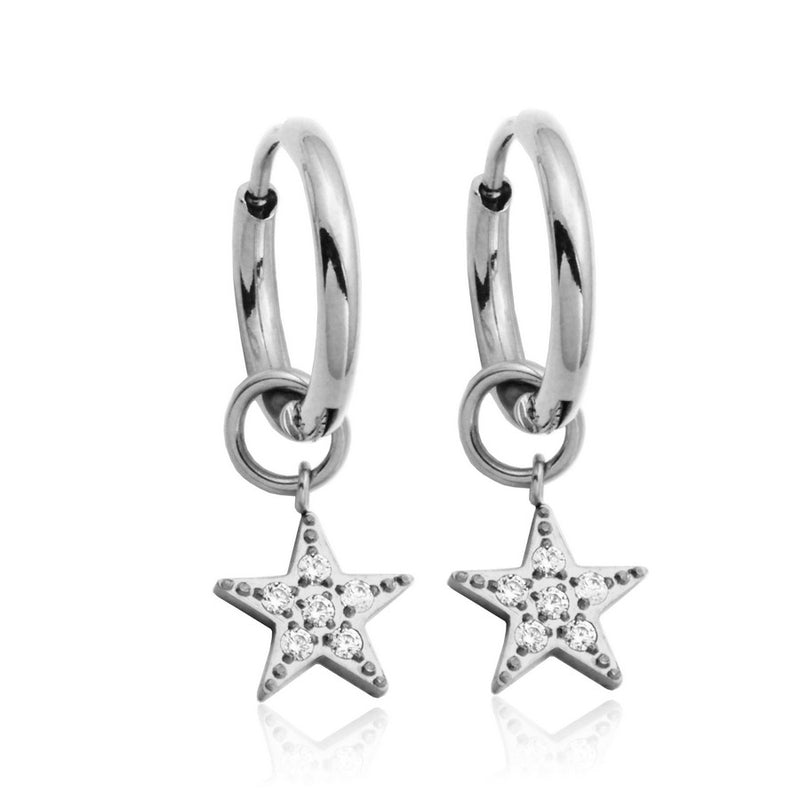 STEELX HOOP WITH REMOVABLE CRYSTAL STAR