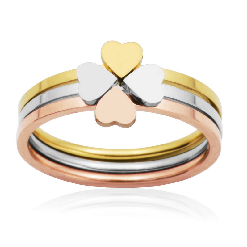STEELX SET OF 3 CLOVER/HEART RING