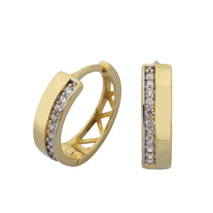 Boucles d'oreilles Huggies avec moitié en pierre en or