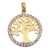 Pendentif arbre de vie avec pierres autour en or