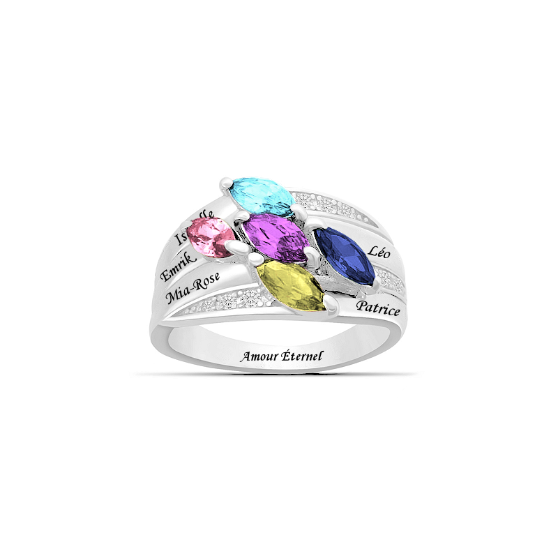 Marquise family ring