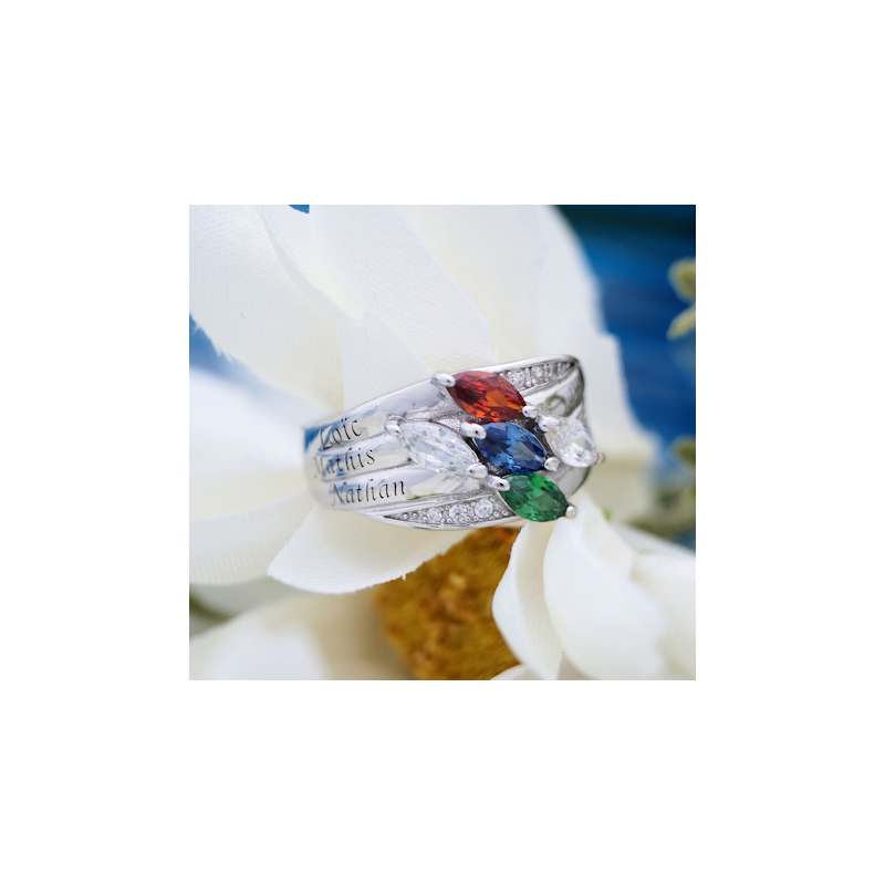 Marquise family ring