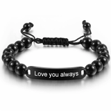 Unisex black beads bracelet