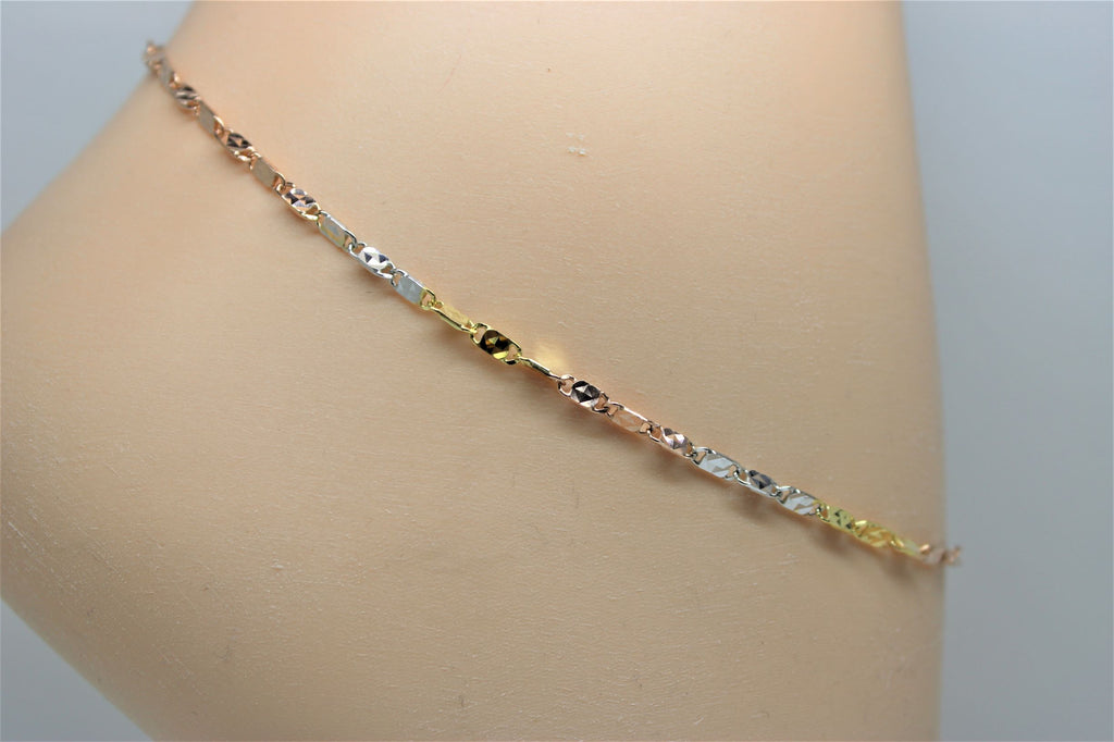 3 tone gold ankle chain