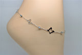 White gold ankle chain with butterflies