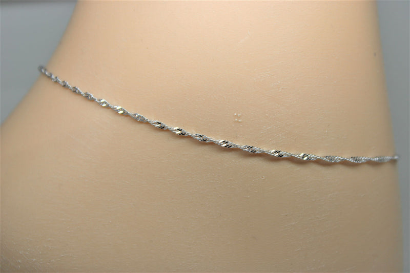 Singapor white gold ankle chain