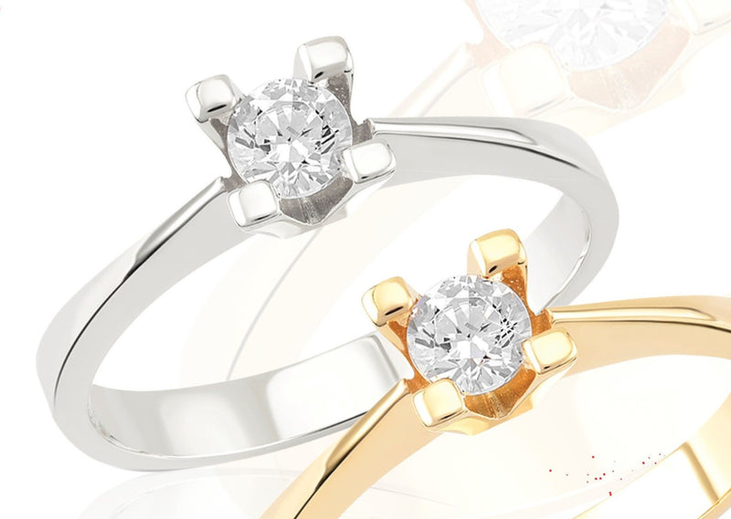 White gold ring with a stone in the middle