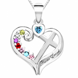 Family cross heart pendant
