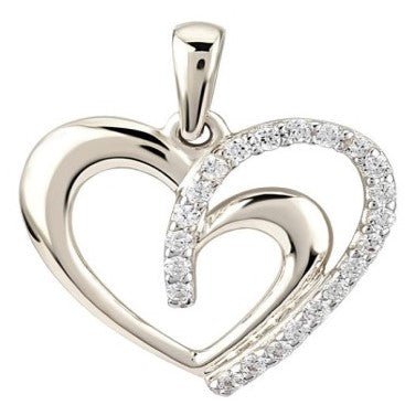 Silver heart pendant with stones
