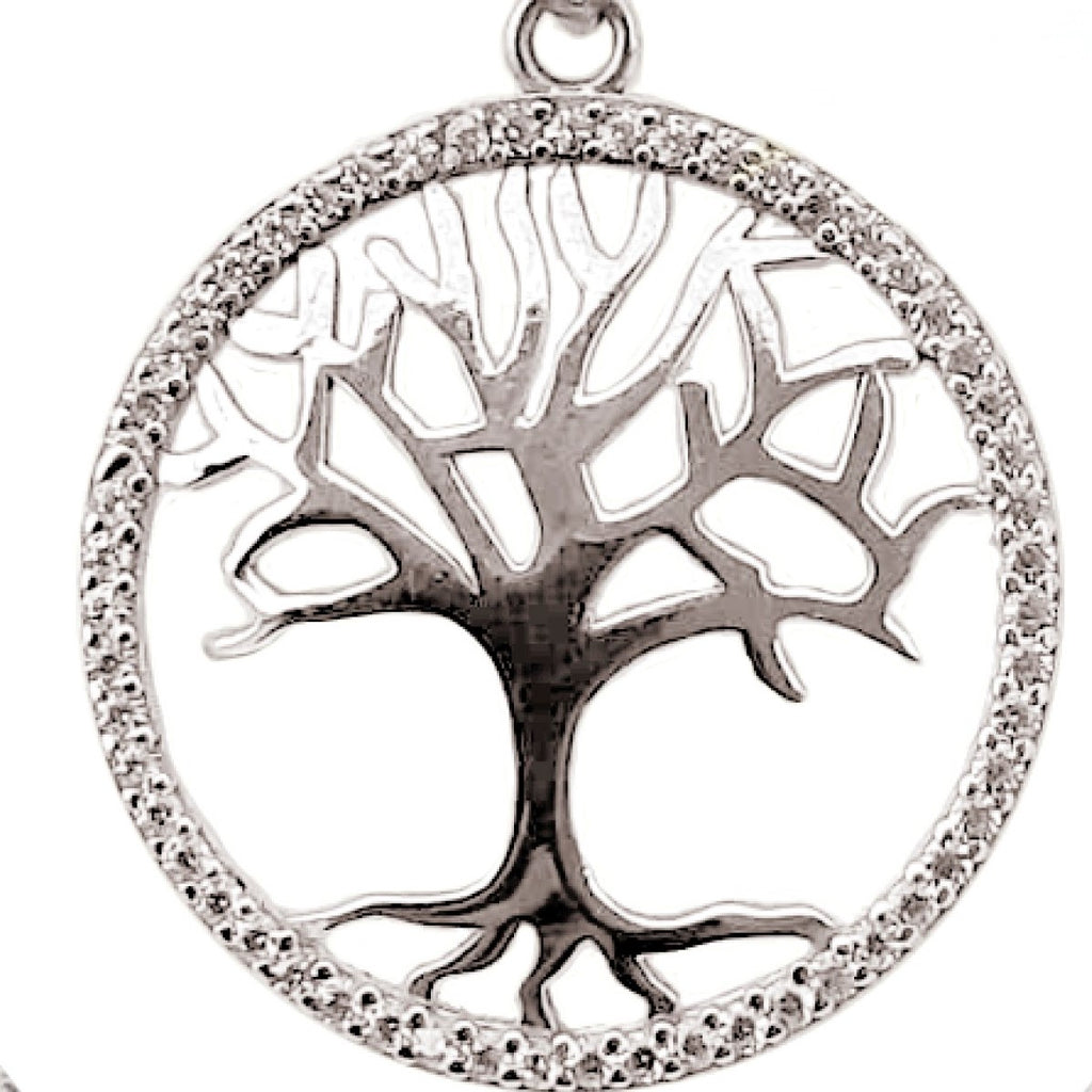 Silver tree of life pendant with stones
